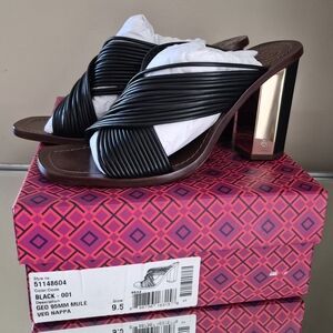 Chic Black and Gold Women's Mules